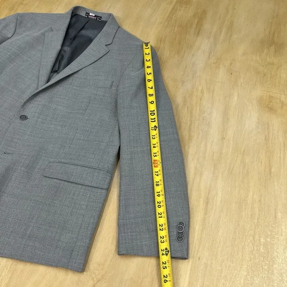 Tommy Hilfiger Hopsack Blazer Mens 46S Short Slim Fit Wool Blend Stretch Gray - Picture 7 of 11